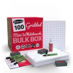 Show-me A4 Gridded Mini Whiteboards, Bulk Box, 100 Setsabc