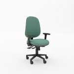 Task Chair with Foldaway Arms, Seat Slide and Pump Up Lumbar, Blueabc