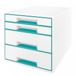 Leitz WOW CUBE Drawer Cabinet, 4 Drawer, Turquoise