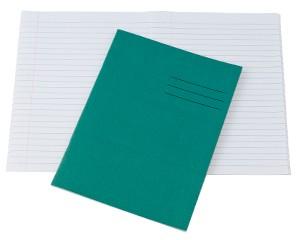 Exercise Books, 229x178mm, 80 Pages, Pack of 100, Ruled 8mm Feint and Margin, Green Covers