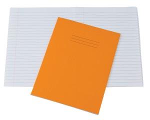 Exercise Books, 229x178mm, 80 Pages, Pack of 100, Ruled 8mm Feint and Margin, Orange Covers