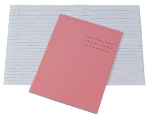 Exercise Books, 229x178mm, 80 Pages, Pack of 100, Ruled 8mm Feint and Margin, Salmon Covers