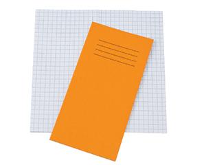 Exercise Books, 203x102mm, 32 Pages, Pack of  100, Ruled 7mm Squared, Orange Covers