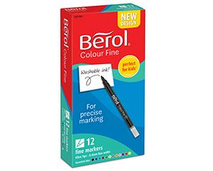 Berol Colourfine Pens, Pack of 12, Assorted Colours