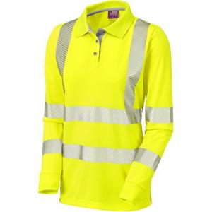 Women's Yellow Polo Shirt Long Sleeve, Hi-Vis Size 10