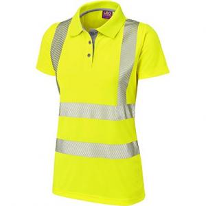 Women's Yellow Polo Shirt Short Sleeve, Hi-Vis Size 10