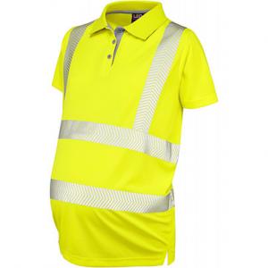 COOLVIZ MATERNITY POLO SHIRT HI-VIS IN YELLOW, SIZE SMALL