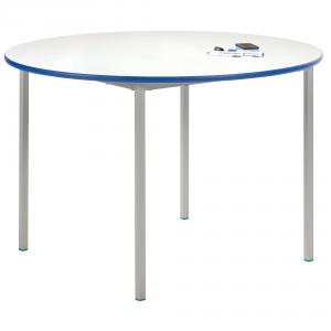 Whiteboard Top Table, Fully Welded, Circular, 1000mm Dia.