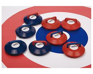 New Age Curling, Set of 4 Red and Blue Stones