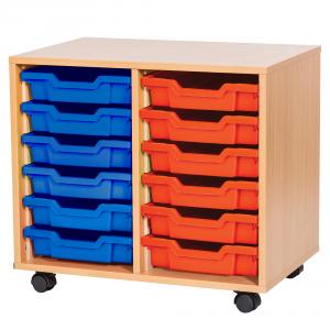 Premium Double Tray Units, 14 Trays, 697mm High
