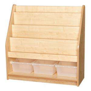 1 METRE HIGH DISPLAY BOOKCASE 3 TRAYS, MAPLE FINISH 1000x1000x370MM 