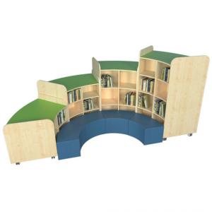 KUBBYCLASS JUNIOR CURVED BOOKCASES & SEATS - SET H 1x750,1000,1250,1500H-4 SEATS
