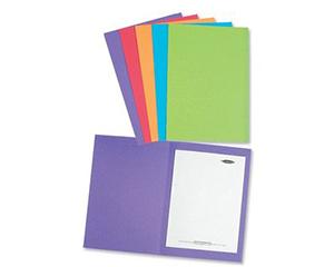 Square Cut Folders, Foolscap, Pack of 10,  Assorted Colours