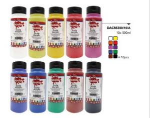 Acrylic Paint, 500ml, Pack of 10, Assorted Colours