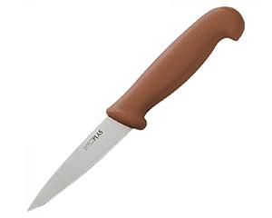 Vegetable Knife, Brown Handle, Plain, 9cm