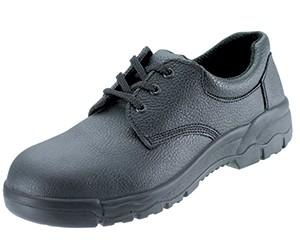 Safety Shoes, Leather Black, Size 8