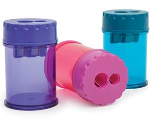 Pencil Sharpener, Double, Plastic,Canister