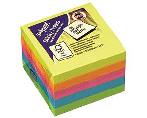 Snopake Sticky Note Neon Cube, 400 Sheets,  51x51mm