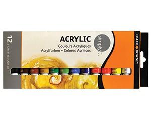 Simply Acrylic Paints, 12x12ml, Assorted Colours