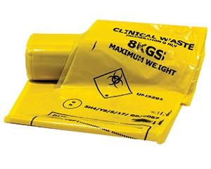 Clinical Waste' Sacks, Yellow, Roll of 25, 76x99cm