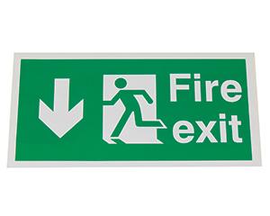 Fire Exit Sign, Man Running to the Left and Down, Self Adhesive
