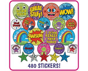 Holographic and Metallic Stickers Value Pack, Pack of 480