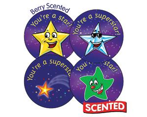 Scented BERRY, Stars and Superstars Stickers, 32mm, Pack of 20