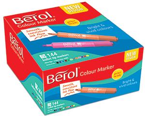 Berol Watercolour Markers, Bullet Tip, Pack of 144, Assorted Colours