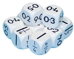 Dice, Fraction and Decimal Place, Pack of 10