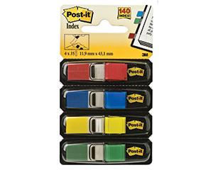 Index Tabs, 12mm, Assorted Colours, Pack of 4