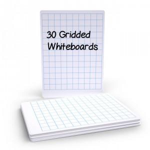 Drywipe Boards with Squares, 19x29cm, Pack of 30