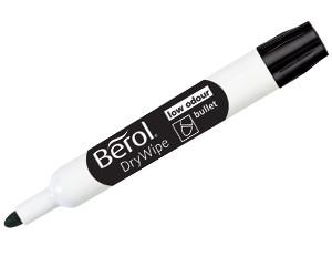 Berol Drywipe Markers, Round Tip, Pack of 48, Black
