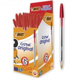 BiC Cristal Ballpoint Pens, Pack of 50, Red