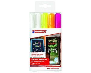 Chalk Pens, Pack of 5,  Fluorescent Colours