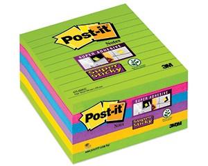 Post-it Sticky Lined Notes, Pack of 6, Assorted colours, 101x101mm