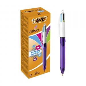 BiC 4-Colour Ballpoint Pen, Turquoise/Pink/Purple/Lime Green