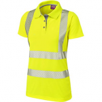 Women's Yellow Polo Shirt Short Sleeve, Hi-Vis Size 10abc