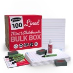 Show-me A4 Lined Mini Whiteboards, Bulk Box, 100 Setsabc