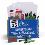 Show-me A4 Supertough Plain Mini Whiteboards, Class Pack, 35 Setsabc