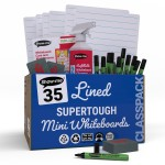 Show-me A4 Supertough Lined Mini Whiteboards, Class Pack, 35 Setsabc