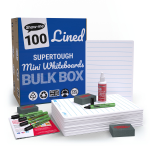 Show-me A4 Supertough Lined Mini Whiteboards, Bulk Box, 100 Setsabc