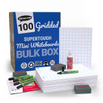 Show-me A4 Supertough Gridded Mini Whiteboards, Bulk Box, 100 Setsabc