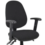 High Back Operator Chair with Black Adjustable Arms, Charcoalabc