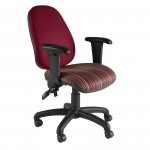 High Back Operator Chair with Black Adjustable Arms, Redabc