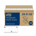 Hand Towels, Tork Singlefold, 2 Ply, White, Pack of 3750abc