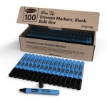 Show-me Fine Tip Drywipe Markers, Box 100, Blackabc