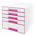Leitz WOW CUBE Drawer Cabinet, 5 Drawer, Pinkabc