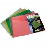 Popper File, Recycled, A4, Pack of 5, Assorted Coloursabc