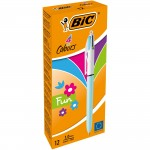 4 COLOUR FUN PENS WITH BLUE BARREL,PACK OF 12abc