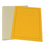 Exercise Books, A4+, 80 Pages, Pack of 50, Ruled 7mm Squared, Yellow Covers